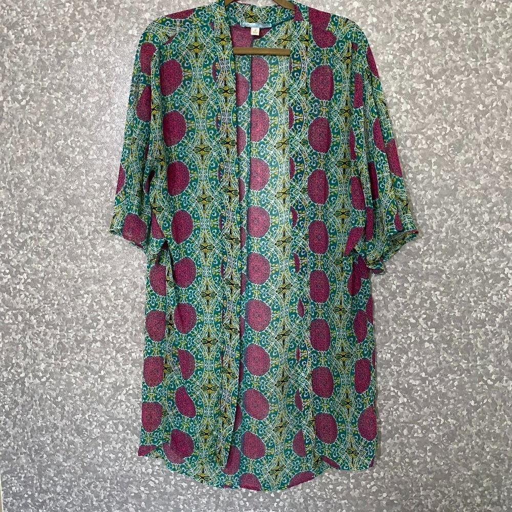 Kimono by Moonlight Size Small Multi–Color Sheer Duster Length Loose Fit Casual
